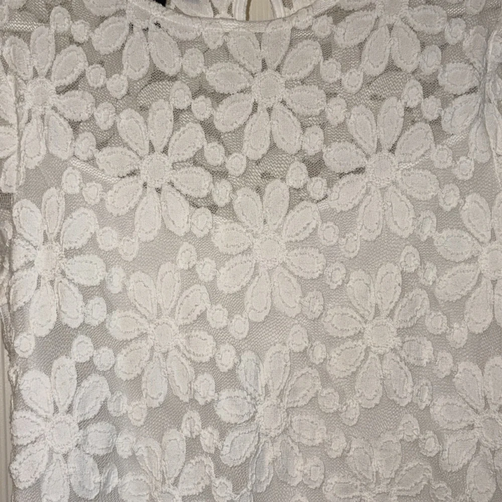 INC International Concepts White Lace Floral Top - Picture 2 of 4